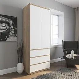 Шафа для одягу Vays R-9, 3 шухляди, штанга, без ручок, ЛДСП, 80×50×211 см – для спальні, вітальні, передпокою - мініатюра 4