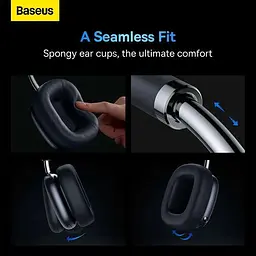 Навушники Baseus Bowie H2 Noise-Cancelling Wireless Headphone (NGTW260013) сірі - мініатюра 3
