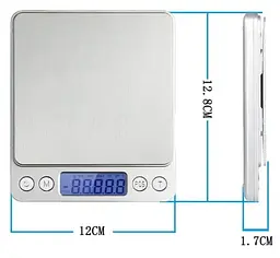 Ваги ювелірні електронні 0.1–500 г з LCD-дисплеєм, таруванням, калібруванням і підрахунком предметів, сріблясті - мініатюра 3