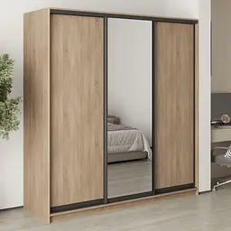 Шафа-купе тридверна MebelStar Стандарт BG 2ДСП/Дзеркало 200x60x210 см Дуб сонома (MBS-8360)