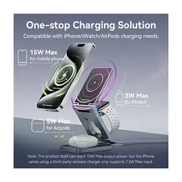 Зарядний пристрій Vention Magnetic Wireless Charger 15W 3-in-1 gray (FGFH0) - мініатюра 7