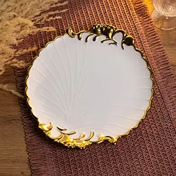 Блюдо сервірувальне овальне Aurelia порцелянове 27*24.7*2.5 см із золотим декором Yiwu YYSH1230 - мініатюра 2