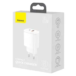 Блок живлення Baseus CCXJ-B02 Compact Quick Charger PD+QC3.0 20W - мініатюра 3