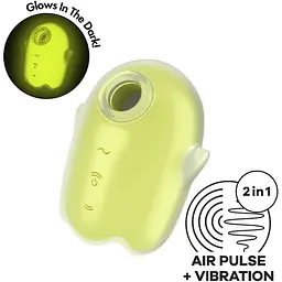 Вакуумний стимулятор із вібрацією Satisfyer Glowing Ghost Yellow - мініатюра 2