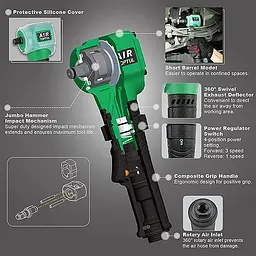 Гайковерт для шиномонтажу пневматичний TOPTUL 1/2" 407N/m 6500 об/хв KAAS1630 - мініатюра 2