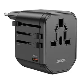 Мережевий універсальний перехідник AC15 Walker PD20W+QC3.0 (2USB-A/1C) (EU) Black Hoco teh0030542