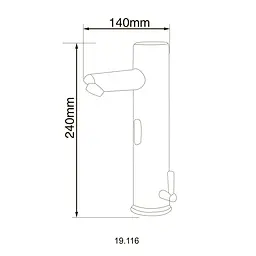 Змішувач сенсорний для умивальника HOTEC 19.116-DC/AC (220V/6V) з трансформатором,латунний Hot/Cold - мініатюра 2