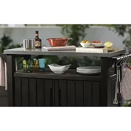Стіл-буфет садовий Keter Unity XL для барбекю 207 л коричневий (17202662590) - мініатюра 6