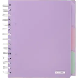Зошит на пружині Buromax Pastel В5 (170x205) 120 аркушів 3 розділювачі бузковий (BM.24355912-26)
