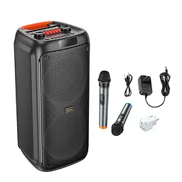 Акустика бездротова-караоке колонка Hoco HA7 Leader wireless dual-mic outdoor BT speaker - мініатюра 6