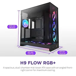 Корпус NZXT H9 Flow RGB+ Tempered Glass без БЖ Black (CM-H92FB-P1) - мініатюра 7
