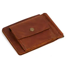 Затискач із монетницею шкіряний коньячний Tarwa 11.5х8х1 см acs0032185 - мініатюра 8
