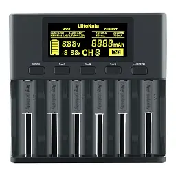 Зарядний пристрій LiitoKala Lii-S6 для акумуляторів АА, ААА, 18650, 21700, 26650 Li-ion, Ni-MH, Ni-Cd, LiFePO4 (19417)