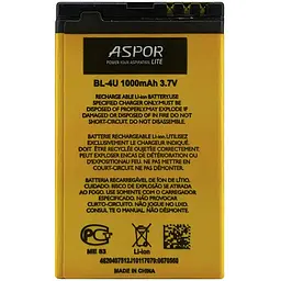 Акумулятор Aspor Lite BL-4U для Nokia 310/500/300/6600i /5250/8800