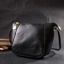 Маленька сумка через плече з натуральної шкіри Vintage 22298 чорний - мініатюра 9