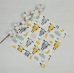 Набір з 3 муслинових серветок a.l.babybox Теді на хмаринці кактуси баранчики Різнокольорові - мініатюра 4