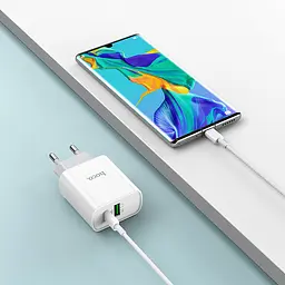 Блок адаптер мережевий Hoco Rapido C80A 2 виходи USB + Type-C 20 W білий - мініатюра 5