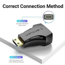 Перехідник Vention Mini HDMI to HDMI Black (AISB0) - мініатюра 6