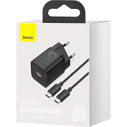 Зарядний пристрій Baseus 1xUSB 25W (USB-C) + Cable Type-C black (TZCCSUP-L01) - мініатюра 8