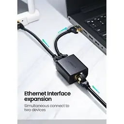 Спліттер Ugreen CM210 RJ-45 1 To 2 Ethernet Converter 2 pcs (50923) чорний - мініатюра 2