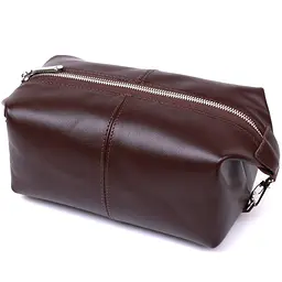 Шкіряна глянсова косметичка Shvigel 16407 коричнева
