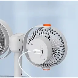 Подвійний акумуляторний вентилятор на прищіпці, від USB, 1200 мА·год, DT-1201 Білий - мініатюра 3