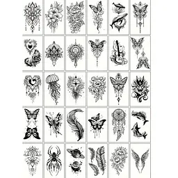 Набір дитячих тимчасових татуювань "Чорні міні №4" black-tattoo-mini-set-4-H