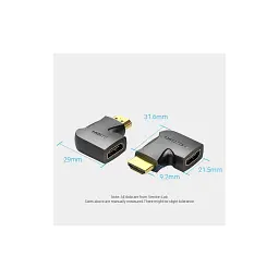 Перехідник HDMI M to HDMI F 4K60Hz 90° corner black Vention (AIPB0) - мініатюра 4