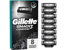 Змінні картриджі GILLETTE 8шт для гоління (леза) чоловічі Mach3 Charcoal