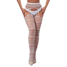 Колготки в сіточку смугасті з доступом One Size (87563)