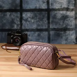 Функціональна жіноча сумка з натуральної шкіри з трьома секціями Vintage 22891 пурпурна - мініатюра 9