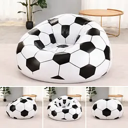 Надувне крісло-пуф Inflatable Sofa / Надувне крісло-мішок 110х110х85 см Чорно-білий - мініатюра 2