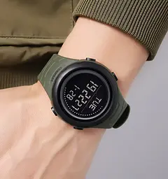 Годинник чоловічий наручний спортивний Skmei 2166 Compass з компасом і крокоміром (Зелений з чорним) - мініатюра 5