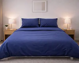 Постільна білизна LARA бязь Blue d11070e160 євро з простирадлом на резинці 160х200х25