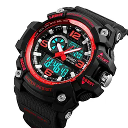 Наручний годинник чоловічий Skmei 1283 Red Black, 1283RD (12299) - мініатюра 4