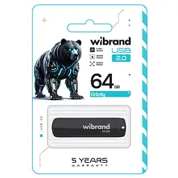 Flash Wibrand USB 2.0 Grizzly 64Gb Black - мініатюра 2