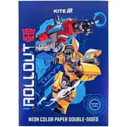 Кольоровий папір Kite А4 неоновий Transformers (10 аркушів/ 5 кольорів) (TF24-252)