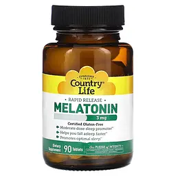 Мелатонін Country Life Melatonin 3 mg, 90 таблеток для гарного сну
