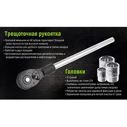 Набір головок Alloid 3/4" 17 шт 12 гран 19-50 мм (НГ-6017М-12) - мініатюра 4