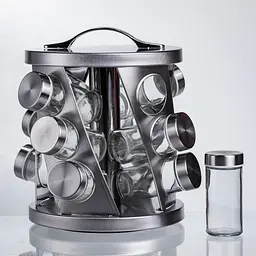 Карусель для спецій 12 баночок по 100 мл, хром Yiwu HP-1368 - мініатюра 5