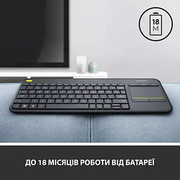 Клавіатура Logitech K400 Plus Touch Wireless UA Black (920-007145) - мініатюра 7