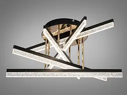 Сучасна стельова LED-люстра Diasha SX1009/5BK, чорна із золотистими акцентами, 72W, акрилові світлові планки - мініатюра 3