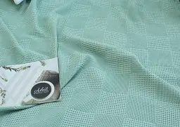 Простирадло-покривало Tag Tekstil піке 200х235 см. Клітина бірюза - мініатюра 5