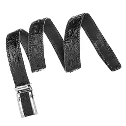 Ремінь-автомат CROCODILE LEATHER 18010 з натуральної шкіри крокодила чорний 120 см - мініатюра 3
