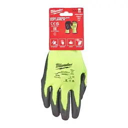Рукавиці робочі сигнальні Hi-Vis Milwaukee з опором порізам 2/B рівня розмір 10/XL - мініатюра 2