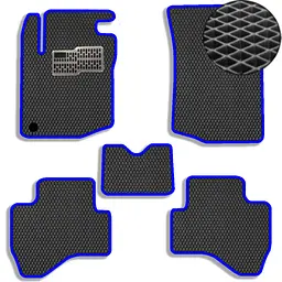 Килимки у салон EVA для Peugeot 107 2005- з підп'ятником Чорні-Синій кант 5 шт