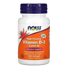 Витамин D Vitamin D3 2000 МЕ 240 жидких капсул NOW vit0006384