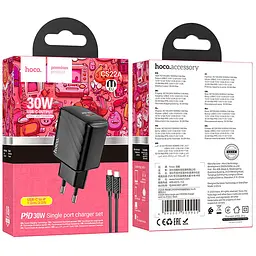 МЗП Hoco CS22A Value PD30W (1USB-C) + кабель Type-C to Lightning Black - мініатюра 5