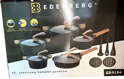 Набір каструль з кришками та сковорідкою Edenberg EB-9184, 15 предметів із мармуровим покриттям - мініатюра 7
