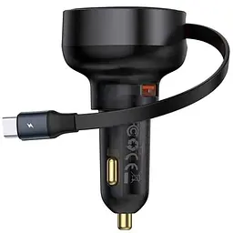 АЗП Baseus Enjoyment Pro PD60W+QC3.0 with retractable cable (1USB-A/1C) (C000578) Cluster Black